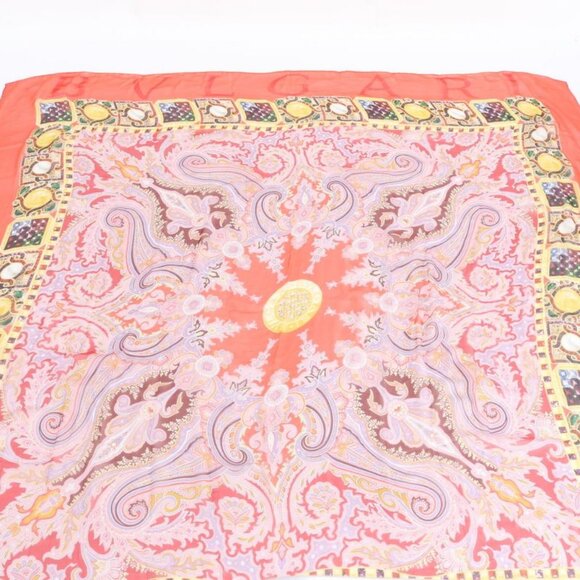 Bvlgari Tag Silk Paisley Pattern Scarf Large Shawl